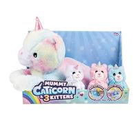 FAHAAM Mummy Calicorn and 3 Kittens Plush Toy Set, Rainbow Caticorn Kitty Plush Soft Cuddly Animal Toy, Kawaii Birthday Presents for Kids Children Party, Plush Baby Kittens for Boys Girls.