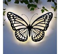 FAHAAM Solar Light Wall Art, Solar Lights Outdoor, solar Butterfly Wall Art with Warm White, Metal wall art, solar Garden Ornaments, Butterfly Design solar Powered Outdoor wall light for Garden.