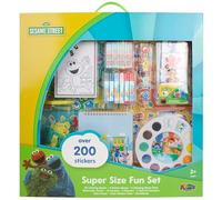 FAHAAM Super Size Fun Set with 200+ Stickers, Colouring Sheets, Stampers, Markers, Art Supplies, Portable Arts & Crafts Creative Activity Kit Set, Kids Toys, Children Birthday Gift for Age 3+.