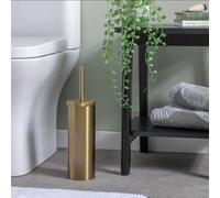 FAHAAM Toilet Brush with Holder, Gold Stainless Steel, Round Base, 38cm Height
