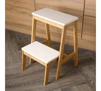 FAHAAM Wooden Folding Step Stool for Kids, 2-Step Wooden Stool Ladder with Non-Slip Stepping Surface, Kitchen Step Stool, Bamboo Folding Stepladder Foot Stools for Home/Bathroom/Children's Room.