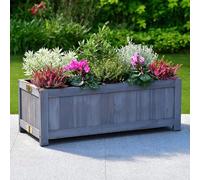 FAHAAM Wooden Oblong Folding Planter - Large Rectangular Free Standing Decorative Firwood Design Pots for Plants in Grey