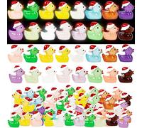 Fahacop 320 Pcs Mini Christmas Ducks with Santa Hats Glow in The Dark Resin Ducks for Christmas Decorations Goodie Bags DIY Crafts Party Favors, 16 Colors