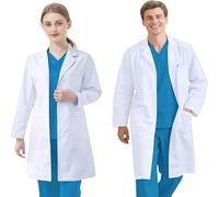 FAHAKO Chemical Laboratory Gown for Women and Men, White Laboratory Coat Cotton Chemistry Laboratory Coat, Long Sleeves, Doctor's Gowns, Laboratory Coat, Work Coat