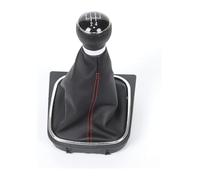 FAHBSTR Car Gear Knob for VW for G&olf 5 6 for 5/6 Speed Gear Shift Knob Lever and Boot Gaiter Black Leather Set(5 Speed)