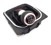 FAHBSTR Car Gear Knob for VW for G&olf 5/6 MK5/6 for S&CIROCCO 2009 for Octavia 5 6 Speed Gear Shift Knob Lever Stick Pen Handle Ball Boot Cover Gaitor(Red 6 Speed)