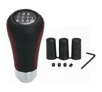 FAHBSTR Car Gear Knob Universal 6 Speed Car Manual Gear Shift Knob Shifter Black Leather Black Stitch Gear Stick Knob Car Shift knob