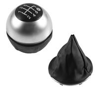 FAHBSTR for Fiat 500 500C 2007-2018 5/6 Speed Gaiter Booot Cover Case Gear Shift Knob Head Car Shift knob(2pcs Silver 6speed)