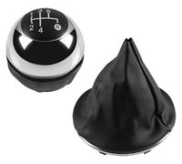 FAHBSTR for Fiat 500 500C 2007-2018 5/6 Speed Gear Shift Knob Leather Gaiter Boot Cover Case Glossy Cap Gear Shift Knob Head Car Shift knob(2pcs Chrome 5speed)