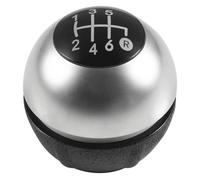 FAHBSTR for Fiat 500 500C 2007-2018 5/6 Speed Gear Shift Knob Leather Gaiter Boot Cover Case Glossy Cap Gear Shift Knob Head Car Shift knob(6 Speed Silver)
