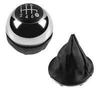 FAHBSTR for Fiat 500 500C 2007-2018 5/6 Speed Gear Shift Knob Leather Gaiter Boot Cover Case Glossy Cap Gear Shift Knob Head Car Shift knob(2pcs Chrome 6speed)