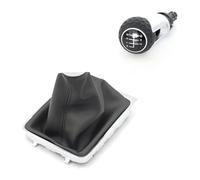 FAHBSTR for VW for G&olf 7 MK7 for GTI for GTD 2013-2018 5/6 Speed Gear Shift Knob Leather Gaitor Boot Gear Stick Knob Car Shift knob(White-6 Speed)
