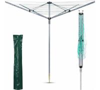 FAHD TRADERS 60M Rotary Washing Line 4 Arm - Heavy Duty Outdoor Clothes Airer with Ground Spike & Cover | Foldable 360° Rotating Clothes Dryer, Weather Resistant