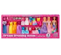 FAHD TRADERS Dream Dressing Room Playset | 3 Fashion Dolls with 9 Outfits & Accessories | Pretend Play Wardrobe Set for Kids | Dress-Up Toy Set for Girls