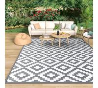 FAHD TRADERS Reversible Outdoor Garden Rug | Waterproof, UV-Resistant Plastic Straw Mat | Lightweight, Foldable Area Rug for Patio, Camping, Beach, Picnic, RV, Deck (Grey, 180x270)