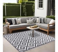 FAHD TRADERS Reversible Outdoor Garden Rug | Waterproof, UV-Resistant Plastic Straw Mat | Lightweight, Foldable Area Rug for Patio, Camping, Beach, Picnic, RV, Deck (Grey, 120x180)