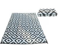 FAHD TRADERS Reversible Outdoor Garden Rug | Waterproof, UV-Resistant Plastic Straw Mat | Lightweight, Foldable Area Rug for Patio, Camping, Beach, Picnic, RV, Deck (Black, 150x240)