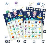 Fahdatzh Space Games Bingo Cards, Cosmic Theme Game for Family Friends Large Multiplayer Group Activities, Party Birthday Favors Gifts -01, Blue