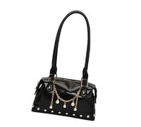 [FAHIA] 2025 Women Evening Purse Casual Event and Music Festival Shoulder Bag Elegant PU Leather Underarm Bag, Black