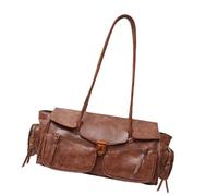 [FAHIA] Ergonomic Design Fashion Handbag PU Leather Women Shoulder Bag for Daily Work or Going Out, Women's Handbag, dark brown