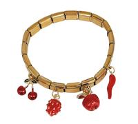 [FAHIA] Fruit and Chile Charm Colorful Pendant Stainless Steel Bangle for Women and Girls Fashion Accessories