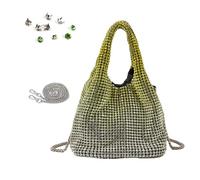 [FAHIA] Full Rhinestone Bling Handbag Bucket Shape Shoulder Bag Clutch Bag for Formal Prom Party Club Rhinestone Bucket Bag for Evening Wedding, Rapid yellowing