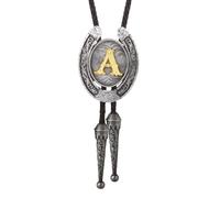 [FAHIA] Metal Initial Letter Western Boloty Neckman Women Faux Leather Rope Neck Adjustable Shirt Collar Necklace, stylex