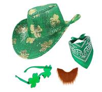 [FAHIA] Pack of 3 Practical Festival Cowboy Hats with LED Lights and Sequins Great for Irish Festival Costumes