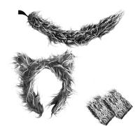 [FAHIA] Sturdy Wool Elegant Wolf Costume Set Comfortable Headband and Portable for Evening Events and Festival Occasions