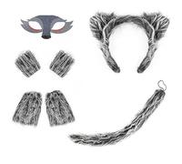 [FAHIA] Sturdy Wool Elegant Wolf Costume Set Comfortable Headband and Portable for Evening Events and Festival Occasions