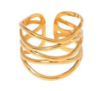[FAHIA] Unique Exaggerated Adjustable Ring Geometric Open Ring Gold Color Eye Catch Finger Jewelry