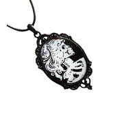 [FAHIA] Vintage Inspired Skull Cameo Pendant Necklace Elegant Neck Chain Perfect for Adding a Mysterious Touch to Any Outfit