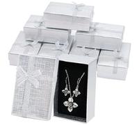 Fahibin 24pcs Kraft Jewellery Boxes with Bow-knot,Rectangular Jewelry Display Box, Ring Present Box for Necklaces for Packaging Earrings, Necklaces, Rings 8cm*5cm*2.8cm