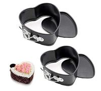 Fahibin 2pcs Heart Shaped Non Stick Springform Cake Tins, 11 cm