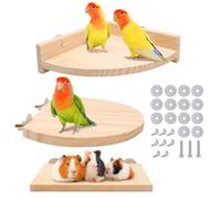 Fahibin 3Pcs Hamster Wooden Platform Perch Stand, Pet Platform Climbing Platform,Bird Platform Flat Wooden Stand for Parakeets Budgies Chinchilla Hamster Parrot