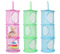 Fahibin 3pcs Teddy Storage Hanging Mesh, Toy Storage Hanging Bag,Foldable 3 Tier Hanging Storage Organizer,for Plush Animals Storage