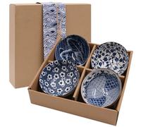 Fahibin 4Pcs Ceramic Bowls, Ice Cream Snack Dip Bowl Set, 4.5'' Japanese Style Ceramic Dipping Bowls for Rice, Cereal, Dessert，Soup, Oatmeal