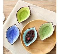 Fahibin 4PCS Ceramic Mini Bowls, Leaf-Shape Handmade Serving Bowls for Dipping Sauce, Veggies, Fruits