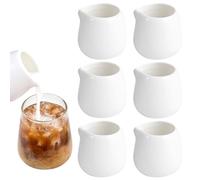 Fahibin 6 pcs 50ml Mini Porcelain Creamer Jug Set, White, For Milk, Coffee, Sauce & Gravy