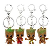 Fahibin Pack of 4 Baby Groot Keychains, Groot Keychain, Key Fob for Car, Motorcycle, Key Pendant