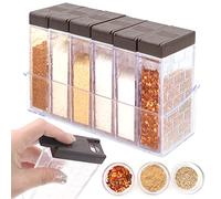 Fahibin Set of 6 Spice Jars, Transparent Spice Storage Containers, Spice Shaker Box, Camping Spice Shaker Jars, Condiment Storage Container for Sugar Salt Pepper and Other Spices