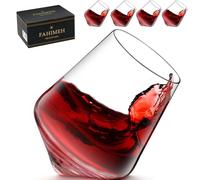FAHIMEH Rum Glasses Set of 4, 10oz, Rotating Stemless Wobble Glasses, for Cognac Whiskey Liqueur Gin Tumbler Crystal Glass, Personalised Men Gifts