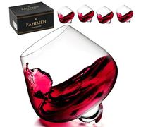 FAHIMEH Rum Glasses Set of 4, 7oz, Rotating Stemless Wobble Glasses, for Cognac Whiskey Liqueur Gin Tumbler Crystal Glass, Personalised Men Gifts