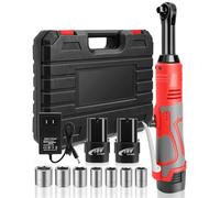 FAHKNS - 18V 400RPM Extended Power Wrench Set, 2 x 2.0Ah Lithium-Ion Batteries, 7 Sockets (10/11/12/13/14/15/17mm) and Charger, Variable Speed Trigger
