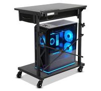 FAHKNS PC Tower Stand，2-Tier Computer Tower Stand，Computer Tower Floor Stand with Power Outlet & Lockable Wheels，PC Holder for Office/Home/Studio/Game Room