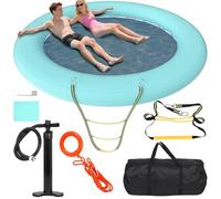 FAHKNS Water Hammock Inflatable Floating Dock,Round Floating Sunchill Float Ring for Adults,Heavy Duty Pool Float Raft for Lake and Ocean(8FT)