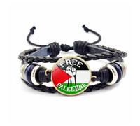 FAHOI 2Pcs Palestine Bracelets, Palestine Flag Wristband Free Palestinian Supporter Wrist Strap Gift for Party Festival Procession Celebration Sport Activities (B)