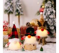 FAHOI 3PCS Light Up Christmas Gonks, Cute Plush Xmas Gnomes Dwarf Elf Doll for Indoor Home Office Ornaments