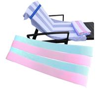 FAHOI 4PCS Towel Bands, Elastic Beach Towel Bands, Beach Towel Clips Chair Towel Holder for Beach Pool Cruise Chairs Accessories #1 (Light Blue+Pink)