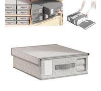 FAHOI Bed Sheet Organiser, Foldable Bed Sheet Storage with Zips and Window, Closet Bedding storage box for King Queen Size Sheet, Duvet Covers Set and Pillowcase (Grey C)